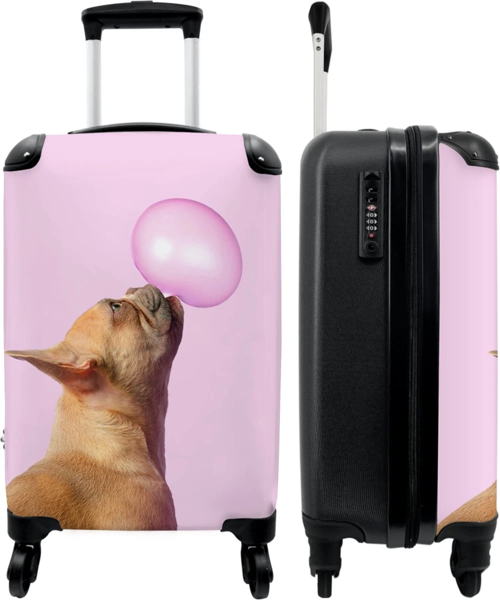 NoBoringSuitcases.com® Kinderkoffer - Hond - Dieren - Kauwgom - Roze - Kinderen - Trolley Kinderen - Past Binnen 55x40x20 Cm En 55x35x25 Cm - Reiskoffer Met Wielen - Koffertje - Afbeelding 11