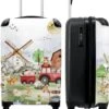 NoBoringSuitcases.com® Koffer - Boerderij - Dieren - Trekker - Jongens - Past Binnen 55x40x20 Cm En 55x35x25 Cm - Handbagage - Trolley - Fotokoffer - Cabin Size - Print