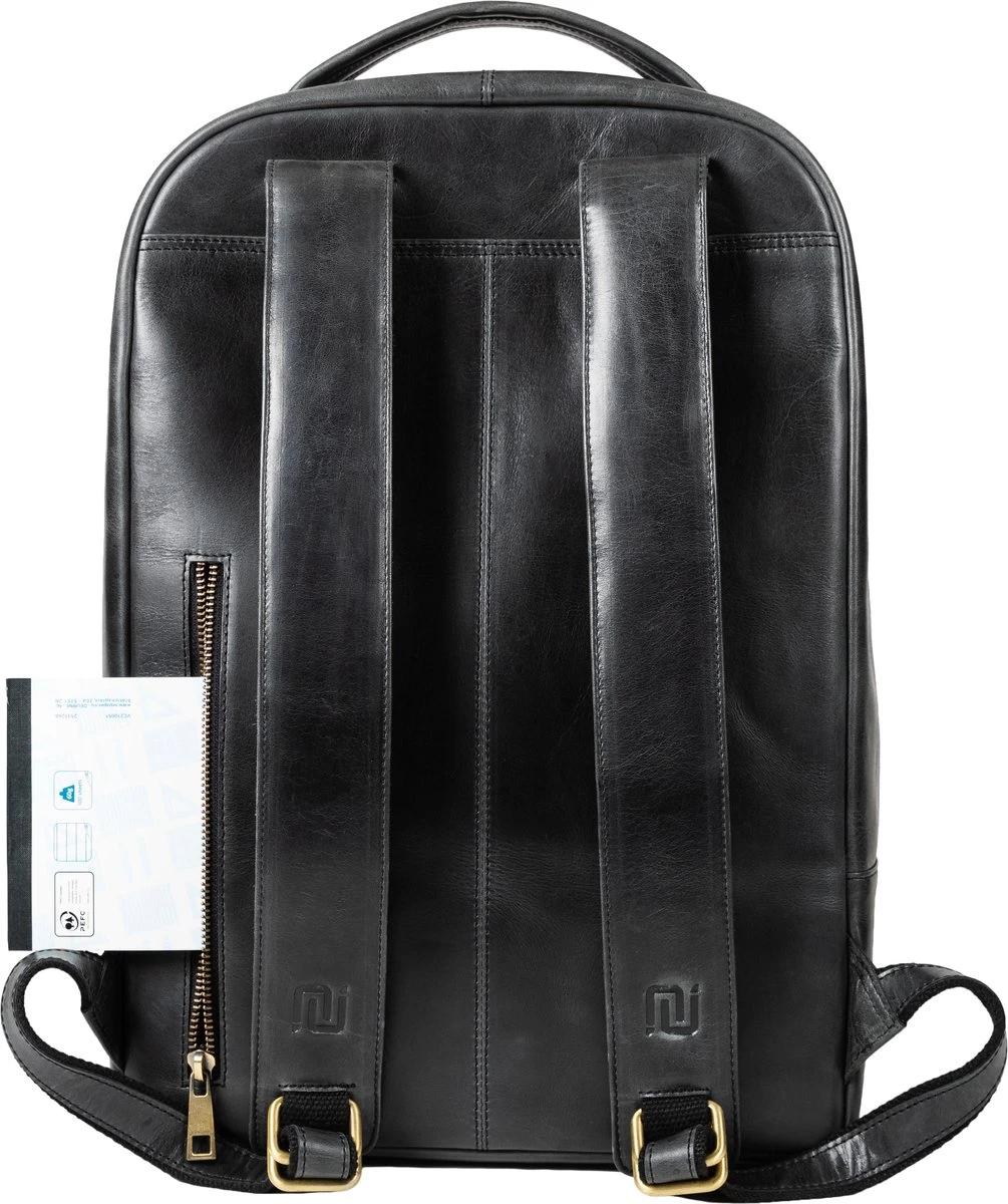 NEGOTIA Alpha - Leren Laptop Rugzak Dames En Heren - Leren Rugtas - 100% Luxe Top-Grain Leer - Zwart - Afbeelding 8