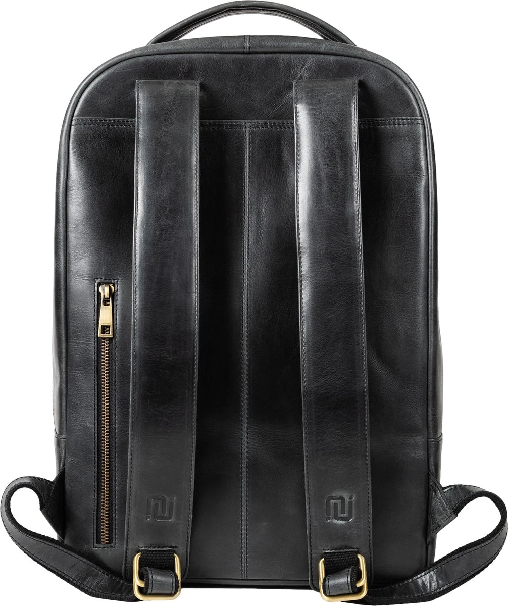 NEGOTIA Alpha - Leren Laptop Rugzak Dames En Heren - Leren Rugtas - 100% Luxe Top-Grain Leer - Zwart - Afbeelding 9