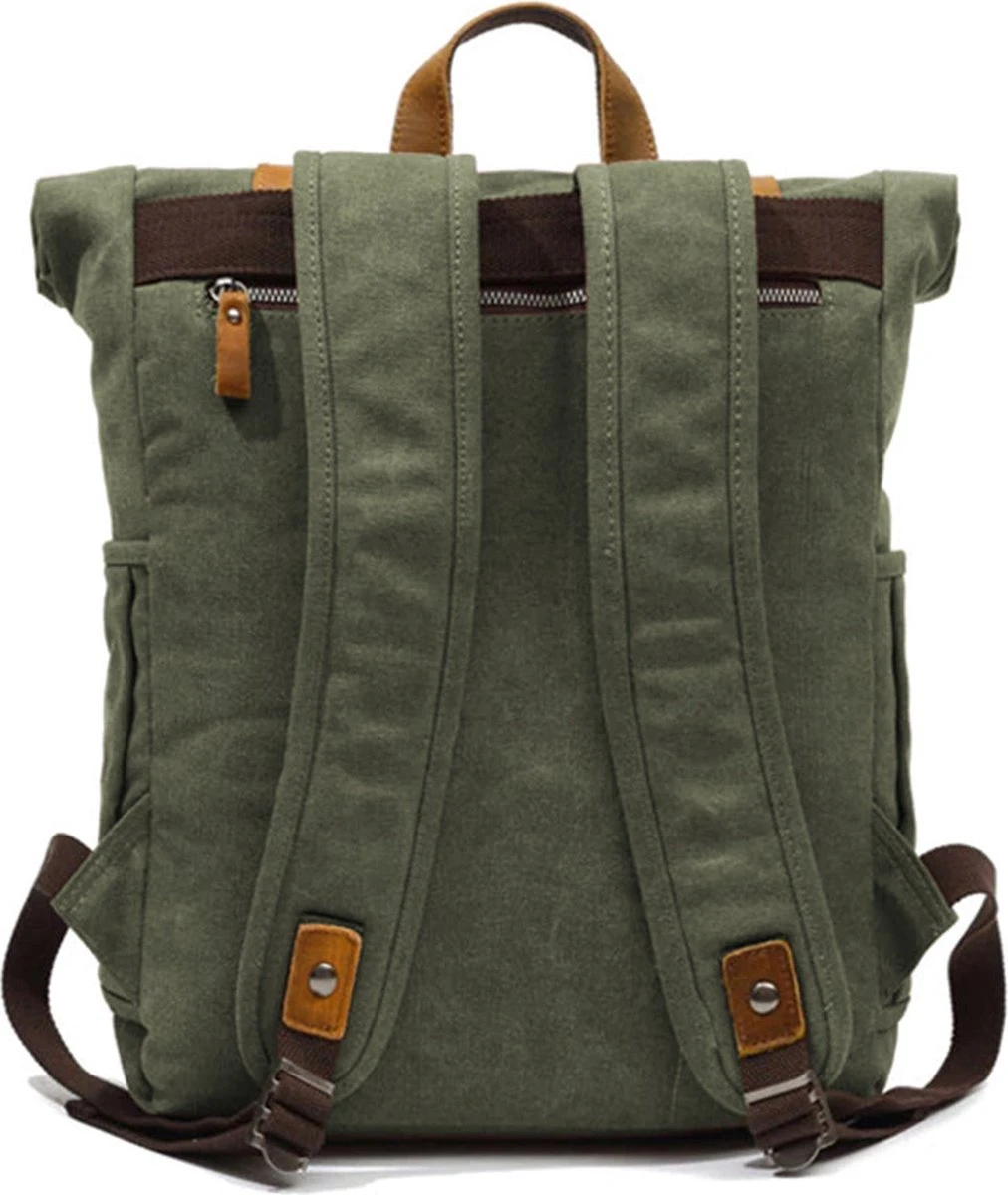 MORGNTAU - Ukiyo - Rugzak - Backpack - Groen - Canvas - Leer - Afbeelding 3