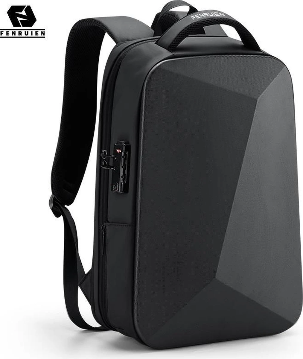 Bange Rugtas - 15,6 Inch - Laptop Rugzak - USB-aansluiting - TSA Slot - Waterafstotend - Zwart - Incl. Smart Thermosfles - Afbeelding 2