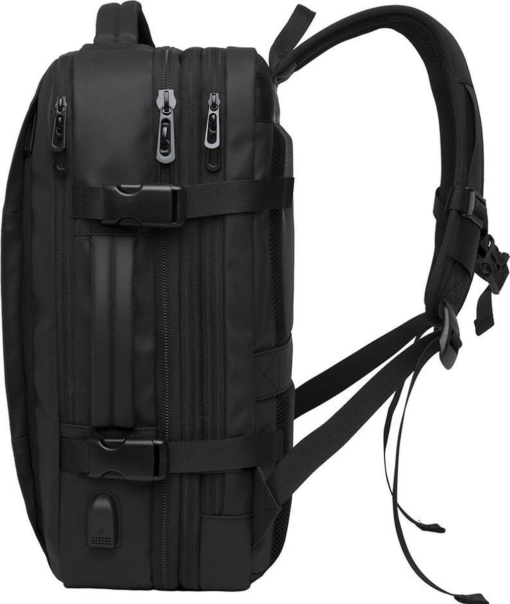 Bange Rugtas - 15,6 Inch - Laptop Rugzak - USB-aansluiting - Waterafstotend - Zwart - Incl. Smart Thermosfles - Afbeelding 2