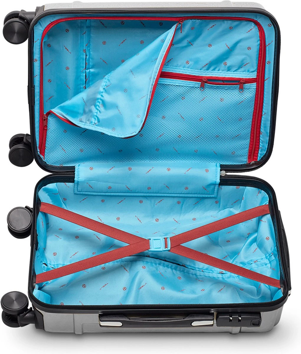 Tesla PC - Handbagage Koffer - 55x35x20 Cm - 4 Wielen - Zilver - Afbeelding 3