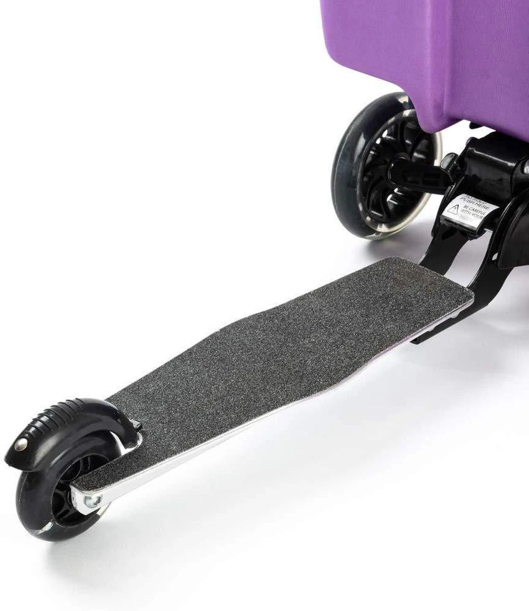 Kinderstep | Reiskoffer Met Wielen - FDBW - Koffer Kinderen | Paarse Eenhoorn | Step Met 3 Wielen - Bouncy Box 50 Kilo 40x20x25 Cm + Nekkussen Vliegtuig - Afbeelding 4