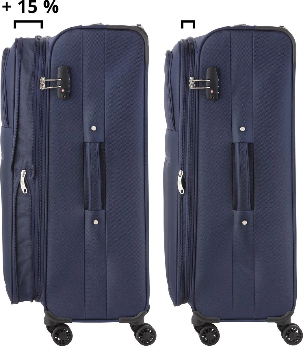 Travelz Softspinner TSA Reiskoffer 77cm - Zachte Reiskoffer Met Expander 104 + 16 Ltr - Blauw - Afbeelding 2