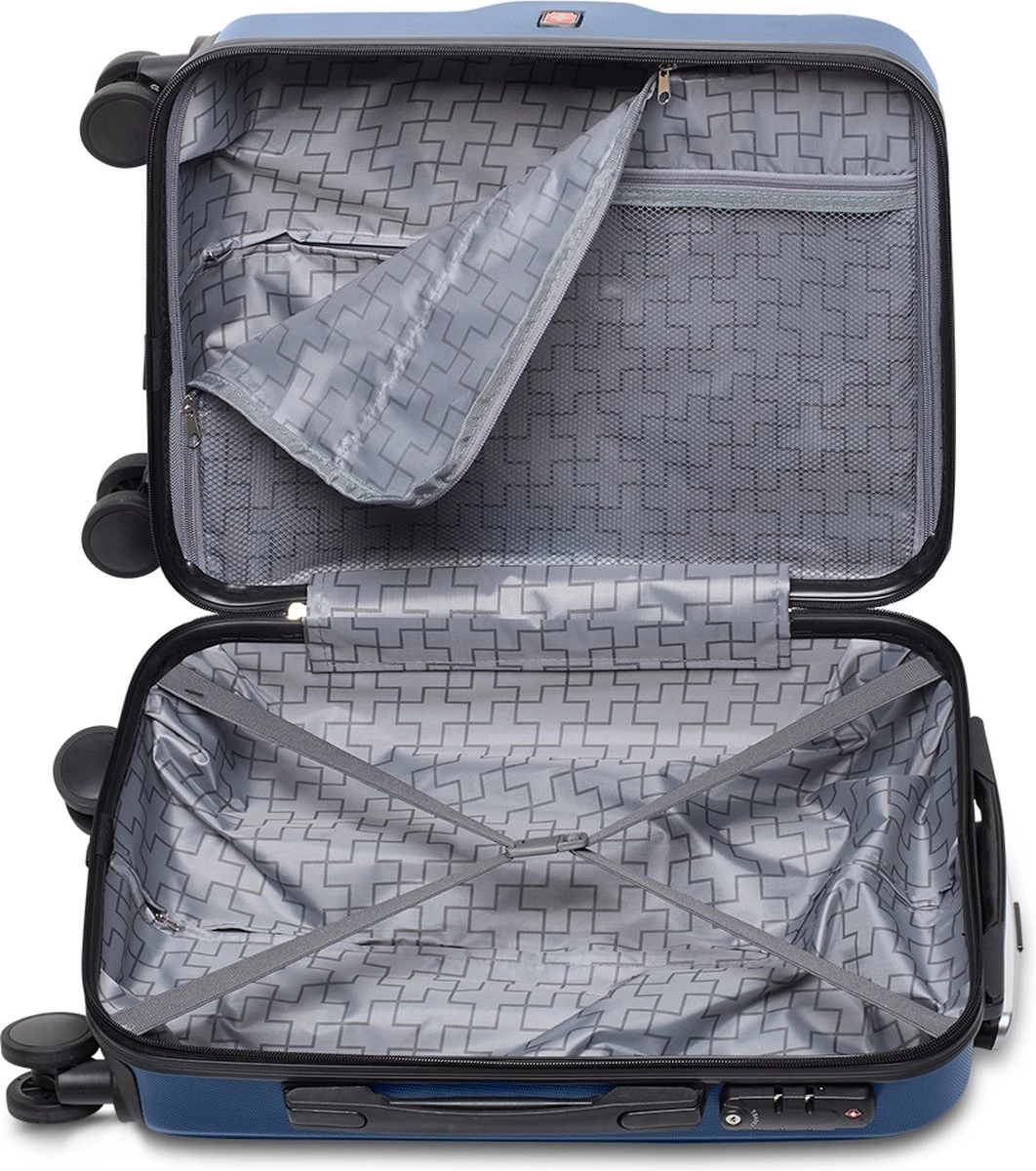 Swiss - Lausanne - Handbagage Koffer - 4 Wielen - TSA-Cijferslot - Blauw - Afbeelding 2