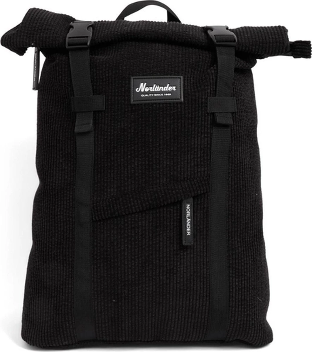Norlander Vintage Ribbel Rugzak - Zwart - Corduroy - 28 Liter