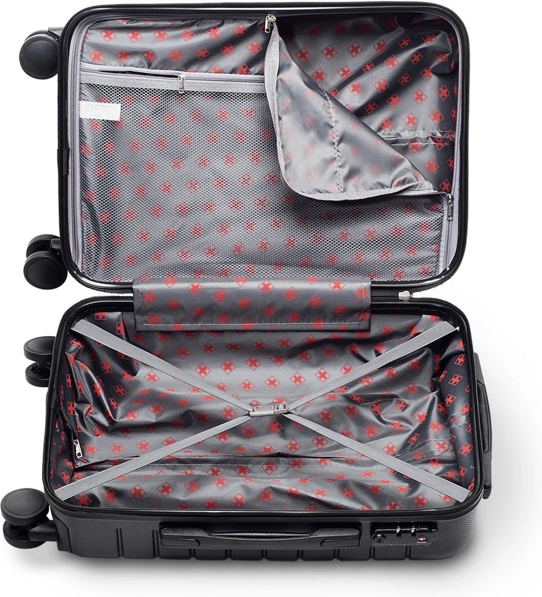 Swiss Alpine 2.0 - Handbagage Koffer - 55x35x20 Cm - 4 Wielen - Zwart - Afbeelding 3