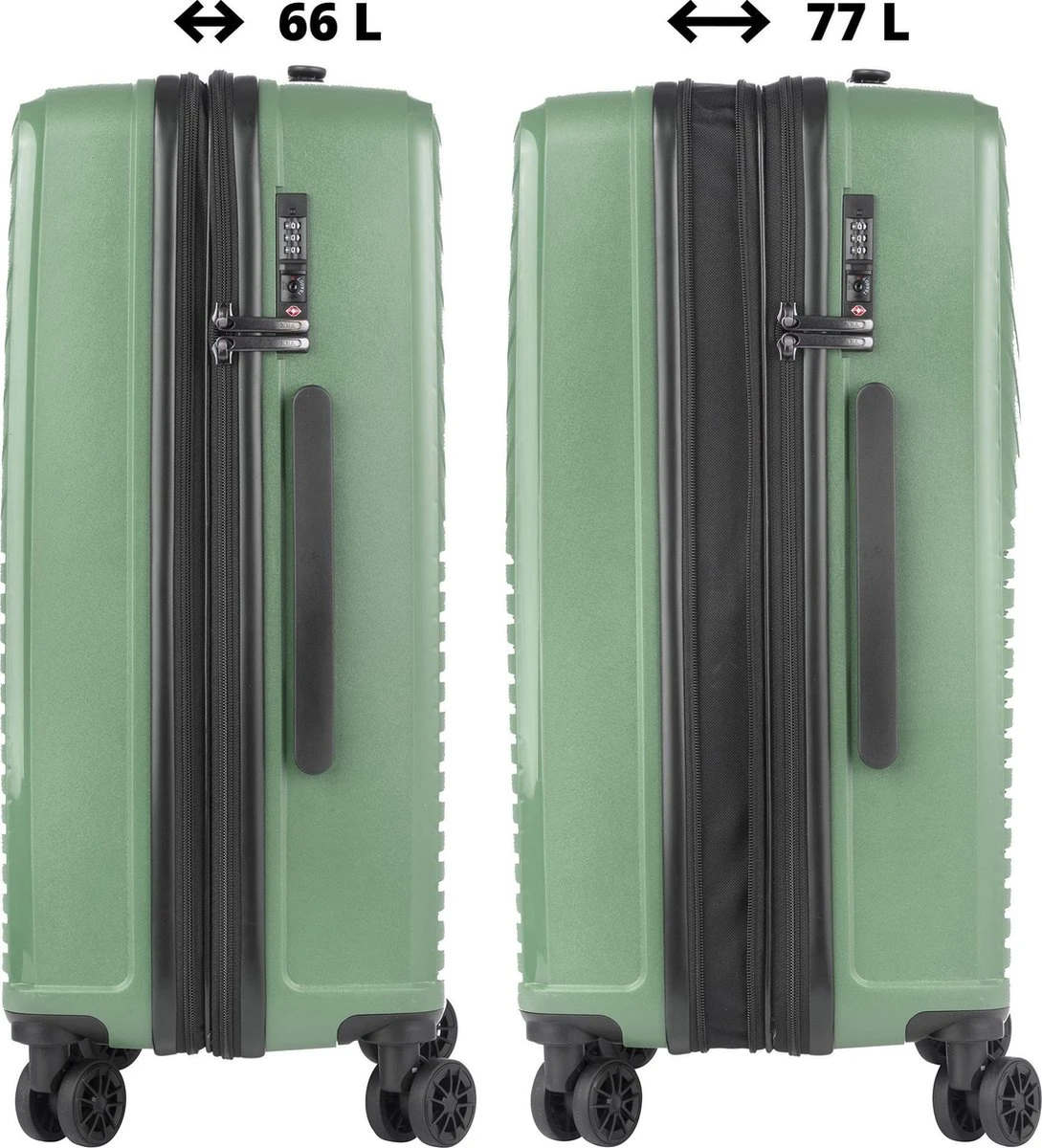CarryOn Transport TSA Reiskoffer - Trolley 67cm Met Expander - OKOBAN - Dubbele Wielen - Olijf - Afbeelding 5
