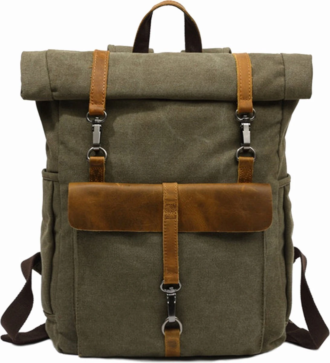 MORGNTAU - Ukiyo - Rugzak - Backpack - Groen - Canvas - Leer