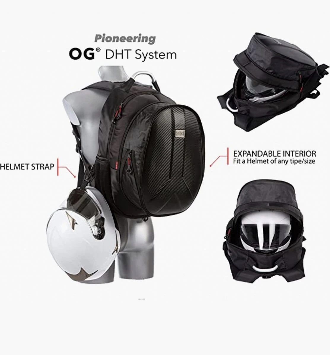 OG Original GetAway Motor-rugzak, Motorfiets-rugzak, Motorhelm Rugtas, Waterdicht, Grote Capaciteit, Vergrootbaar 35/45L, Hardshell, USB, Laptop, Helm Tas, Antidiefstal-zak, Reflecterend - Afbeelding 4