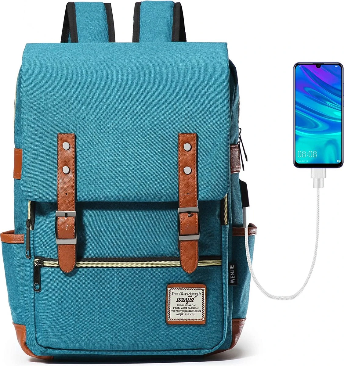 HapiLeap Laptop Vintage Rugzak Waterbestendig Zakelijke Reizen School Rugzak Messenger Bag Past 15.6 Inch Notebook Voor Mannen & Vrouwen