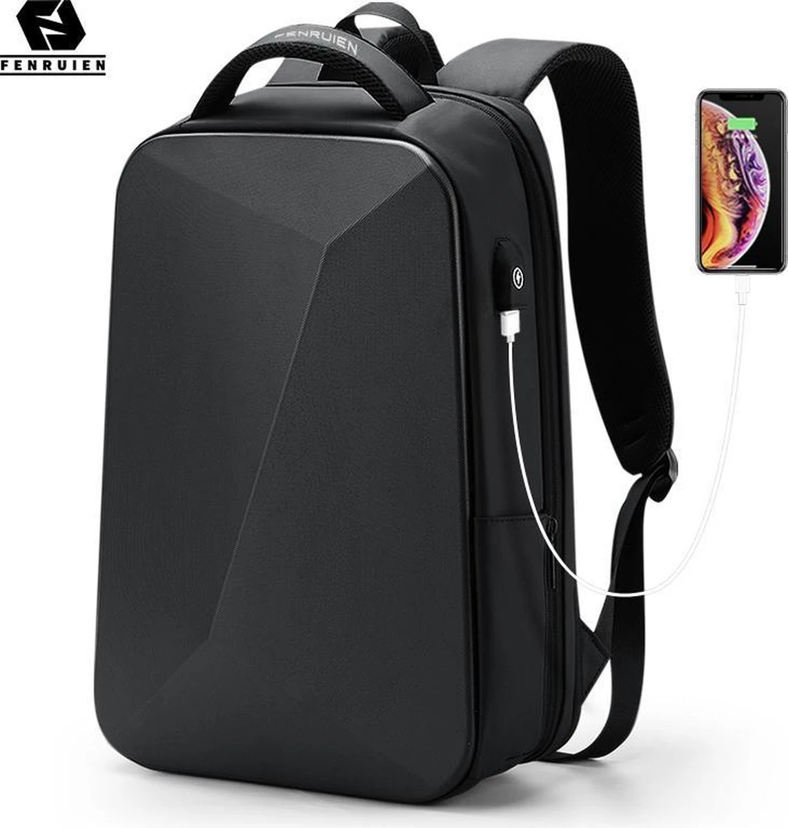 Bange Rugtas - 15,6 Inch - Laptop Rugzak - USB-aansluiting - TSA Slot - Waterafstotend - Zwart - Incl. Smart Thermosfles - Afbeelding 10