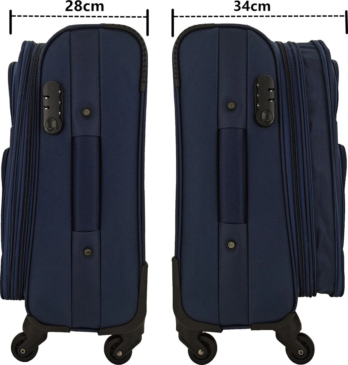 SB Travelbags Bagage Stoffen Koffer 75cm 4 Wielen Trolley - Blauw - Afbeelding 2