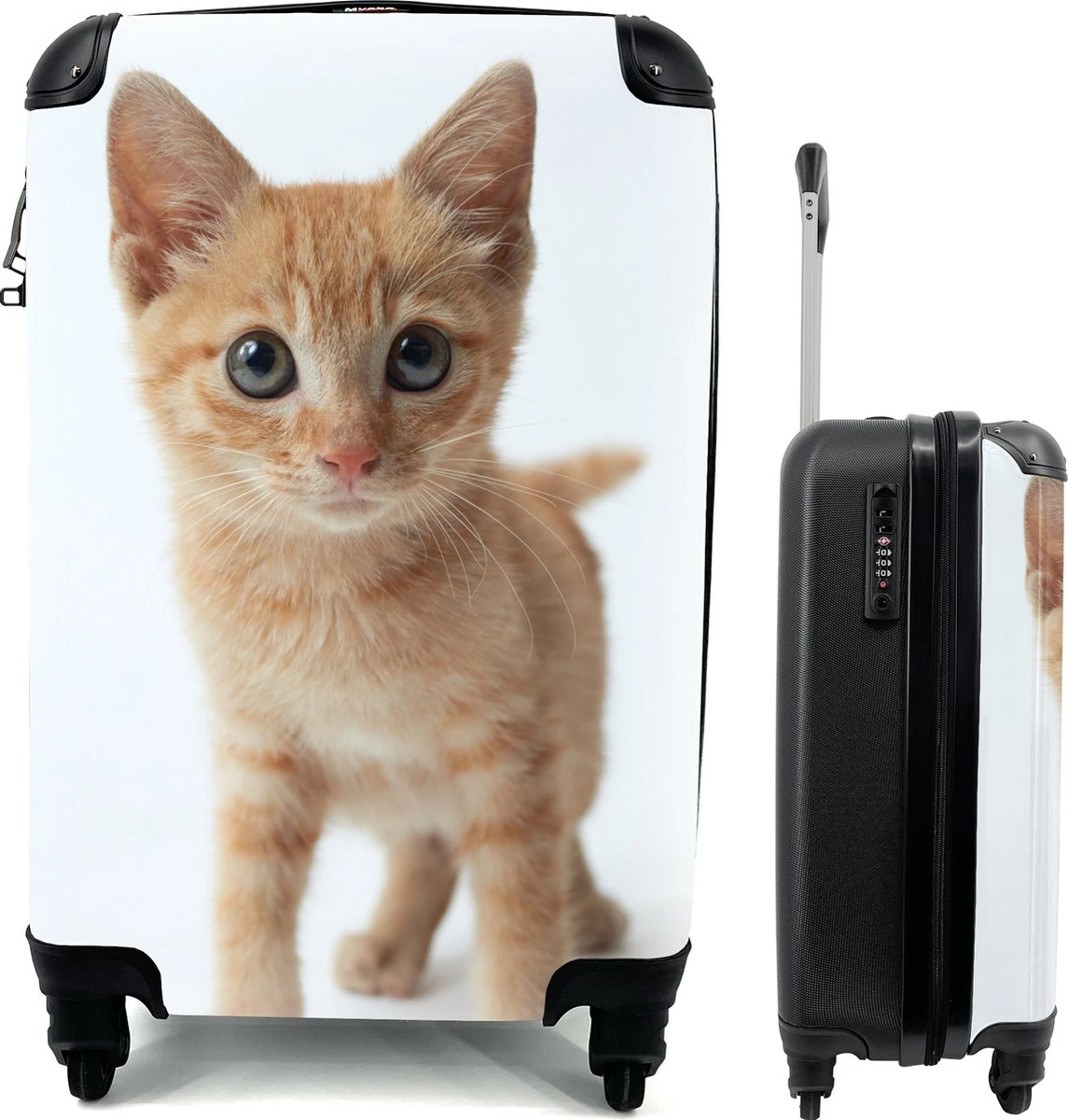 MuchoWow® Koffer - Kat - Rood - Kitten - Meisjes - Kinderen - Jongens - Kindje - Past Binnen 55x40x20 Cm En 55x35x25 Cm - Handbagage - Trolley - Fotokoffer - Cabin Size - Print