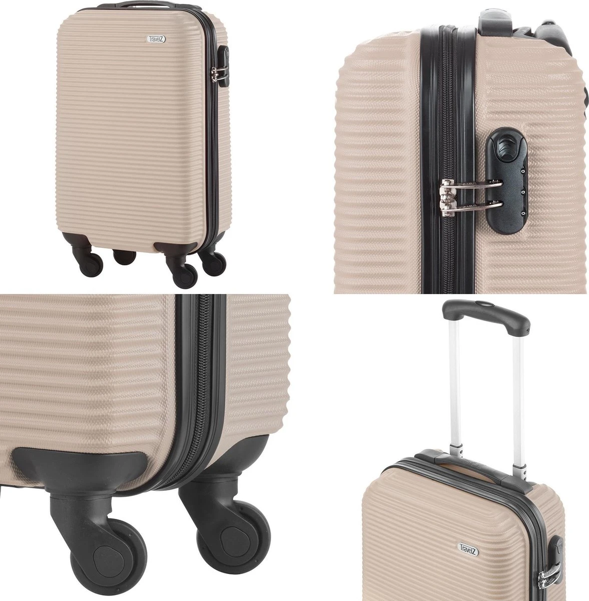 TravelZ Horizon Handbagagekoffer - 54cm Handbagage Trolley Met Gevoerde Binnenkant - Champagne - Afbeelding 5