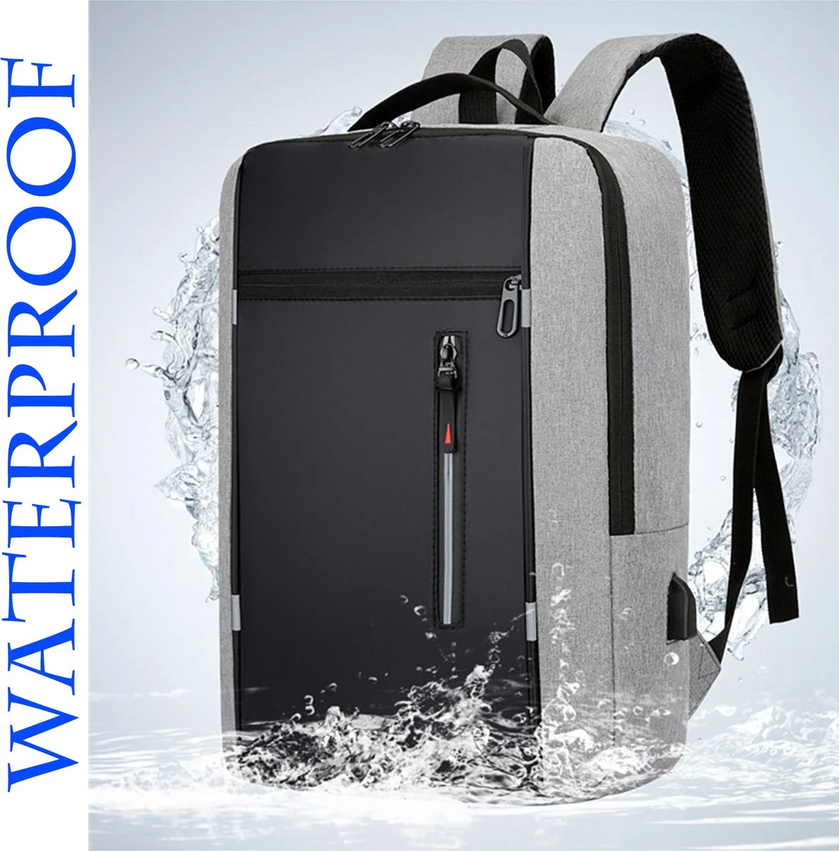 Merkloos Rugzak - Laptoprugzak 15,6 Inch - Schoolrugzak Dagrugzak - Kerstmis - Kerstfeest - Christmas Gift - Rugzak Dames Heren - Waterdichte Nylon Laptopbagagetablet - Met Usb Oplaadstation - Voor School Reizen Multifunctioneel - Grijs - Afbeelding 3