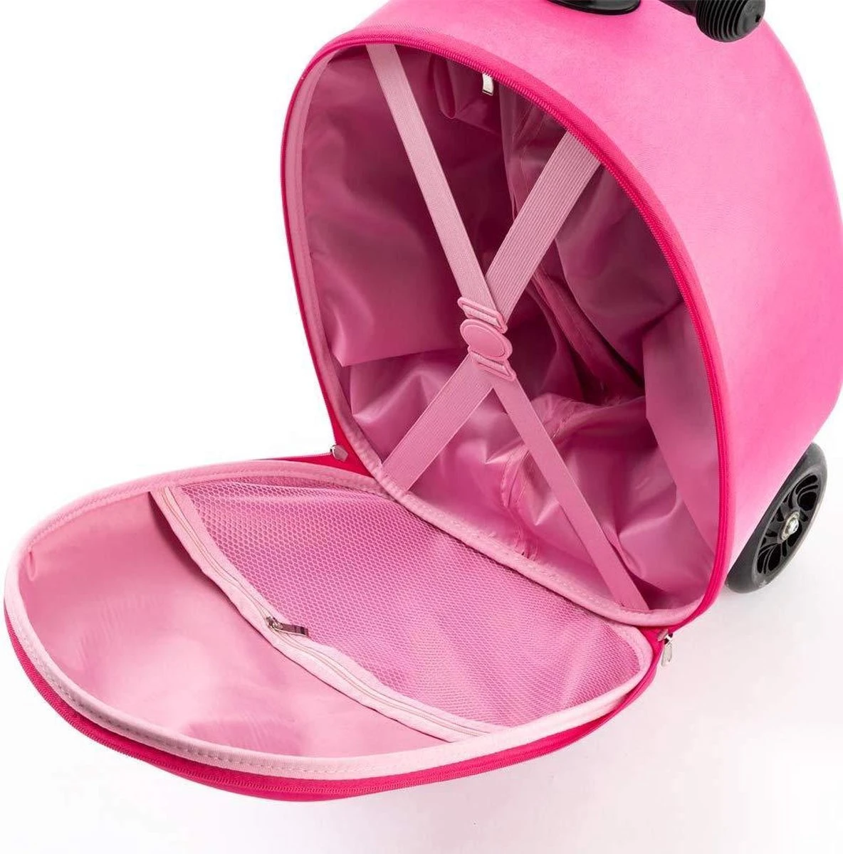 Handbagage Kinderen | Tas Meisje | Roze Uil | Koffer Handbagage | Kinder Koffer Meisjes | Step Meisje | Trolley Kinderen - 50 Kilo - 5 Tot 9 Jaar | Bouncy Box 40x20x25 Cm Incl. Nekkussen Vliegtuig - Afbeelding 3