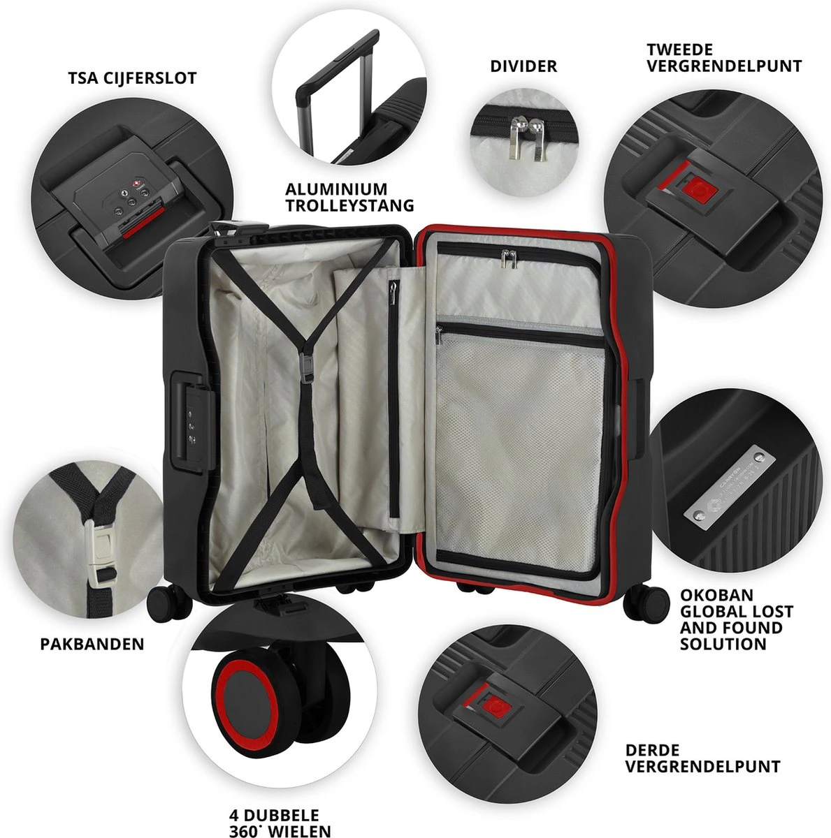 CarryOn Protector Luxe Grote Reiskoffer - Trolley 77cm Met TSA-klikslot - Ultrasterk - Zwart - Afbeelding 3