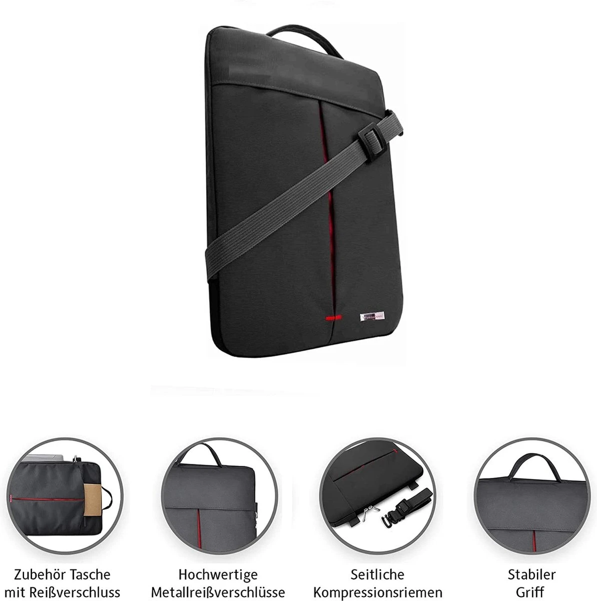 VEGMANN AV6453 Laptoptas 15,6-inch Notebooktas Laptopbeschermhoes Case PC-laptopbeschermtas Rood - Afbeelding 2