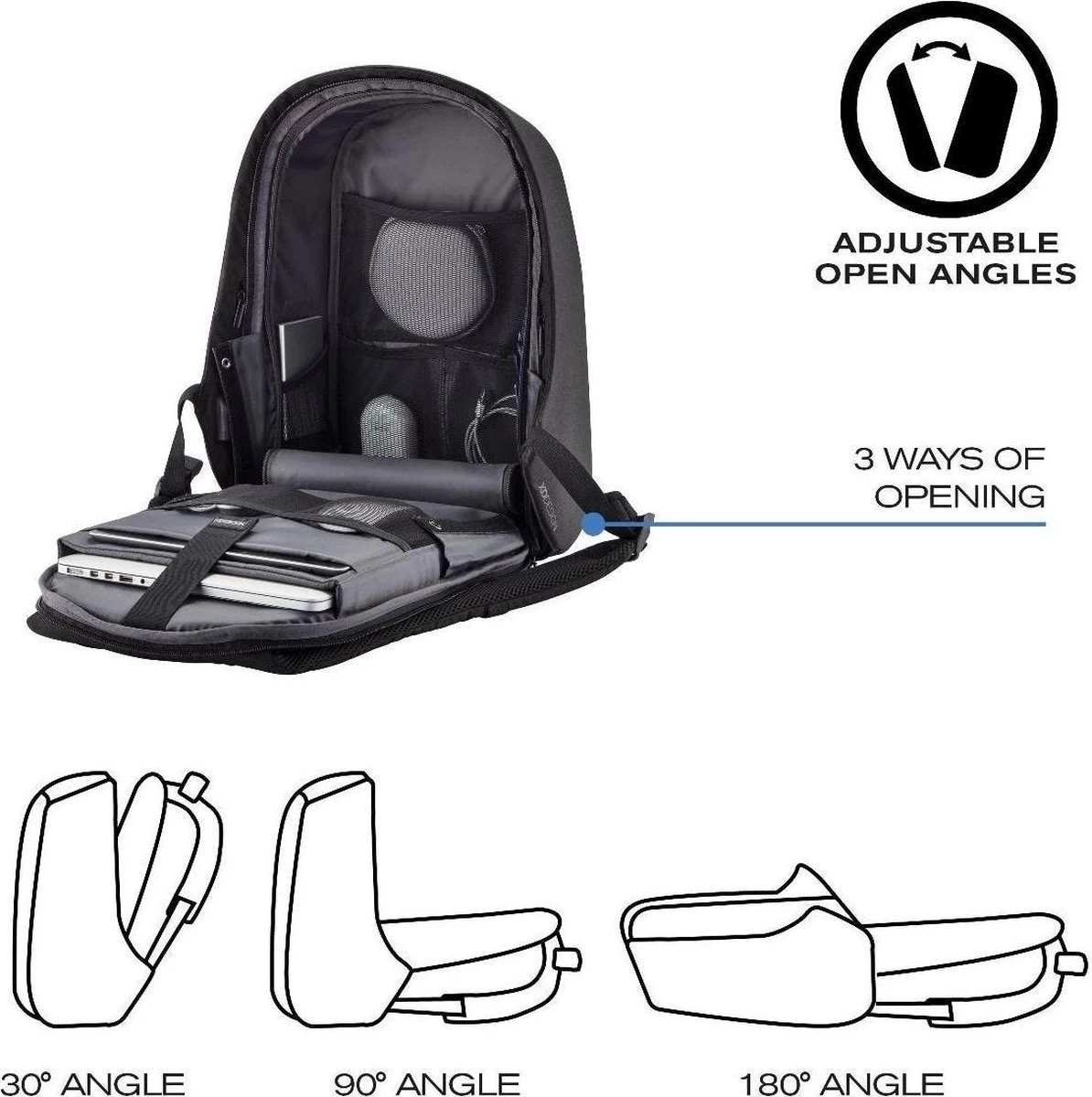 XD Design Bobby Hero XL - Anti-Diefstal Rugzak 21.5 Liter - Zwart - Afbeelding 16