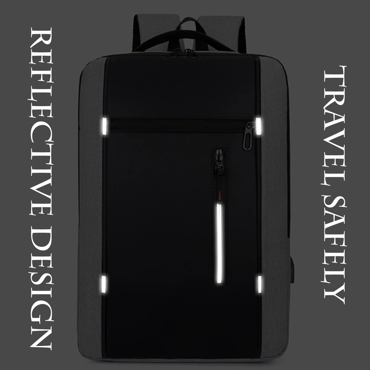 Merkloos Rugzak - Laptoprugzak 15,6 Inch - Schoolrugzak Dagrugzak - Kerstmis - Kerstfeest - Christmas Gift - Rugzak Dames Heren - Waterdichte Nylon Laptopbagagetablet - Met Usb Oplaadstation - Voor School Reizen Multifunctioneel - Grijs - Afbeelding 4