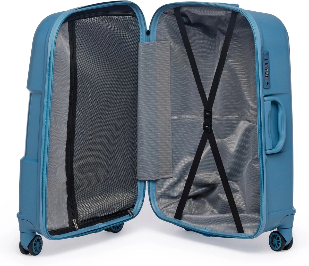 ©TROLLEYZ - Venice No.10 - Reiskoffer - 69cm Met TSA Slot - Dubbele Wielen - 360° Spinners - 100% Polypropyleen - Reiskoffer In Ice Blue - Afbeelding 4