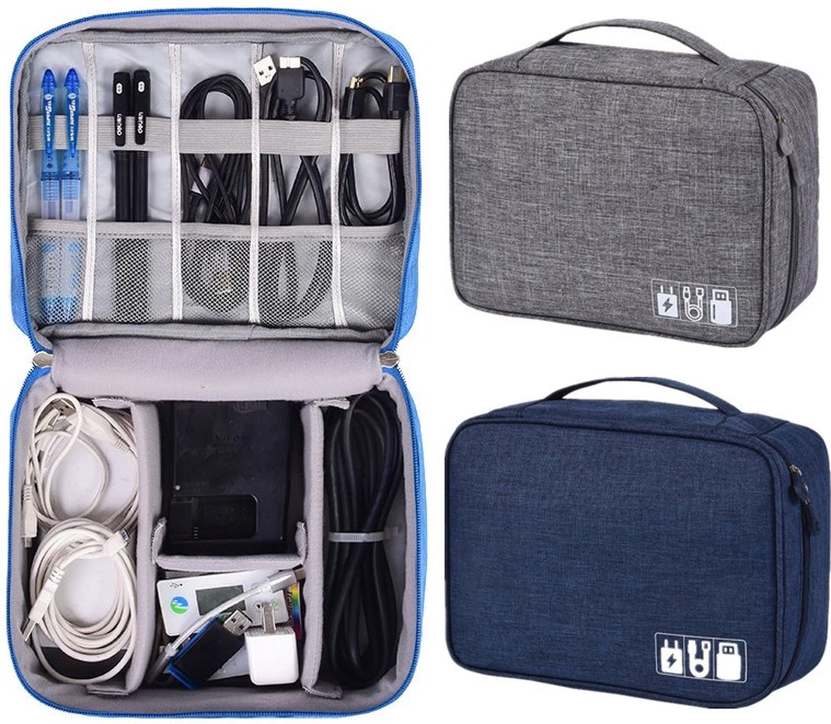 Travelorganizer Electronica Grijs - Reis Organiser Oplader - Opberger Vakantie / Travel - Reisorganizer - Afbeelding 5