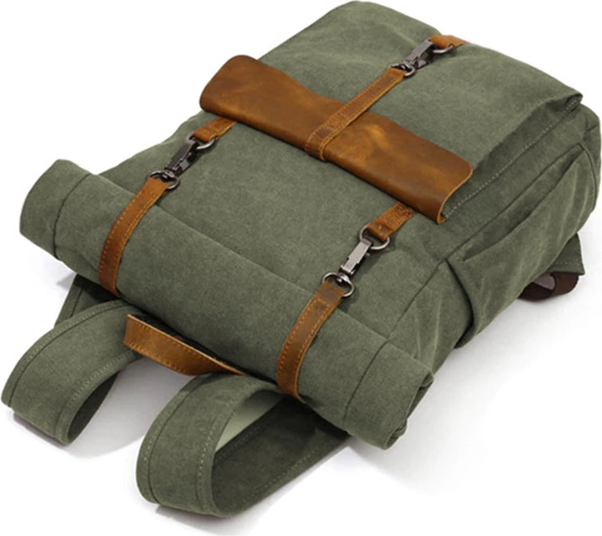 MORGNTAU - Ukiyo - Rugzak - Backpack - Groen - Canvas - Leer - Afbeelding 5