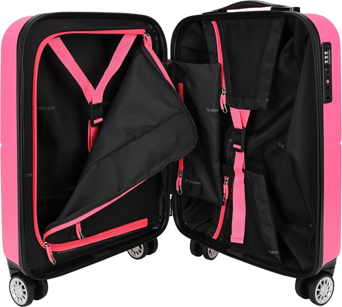 Decent Handbagage Koffer / Trolley / Reiskoffer - 50 Cm - 32 Liter - ABS - Neon-Fix - Roze - Afbeelding 15