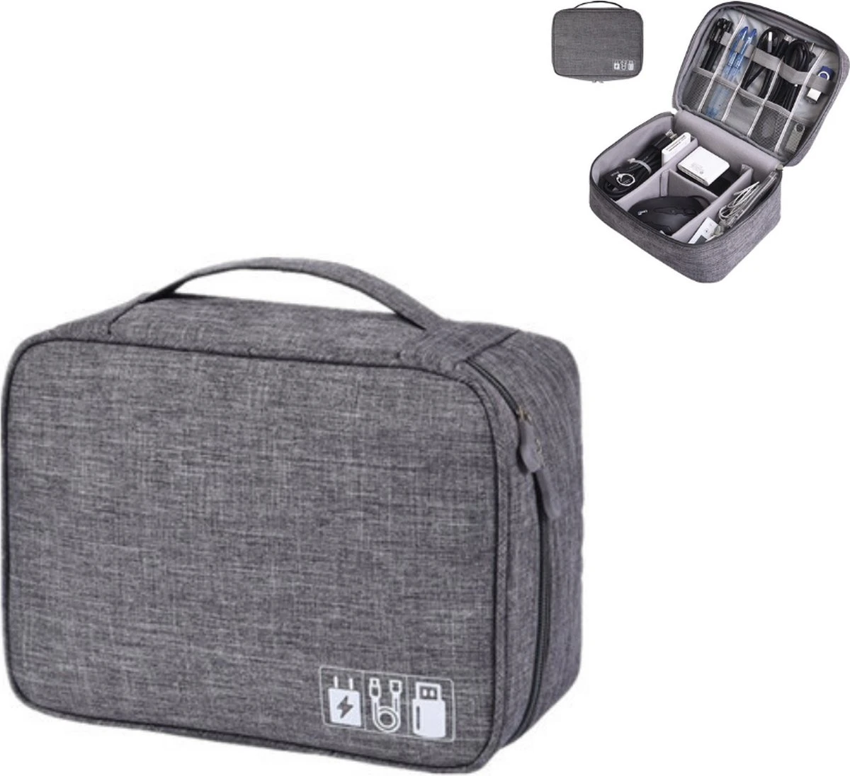 Travelorganizer Electronica Grijs - Reis Organiser Oplader - Opberger Vakantie / Travel - Reisorganizer