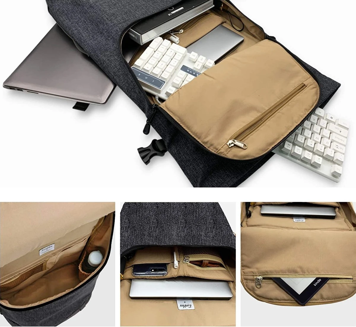 EverVanz Laptop Rugtas Vrouw & Man Roll Top Waterdicht Reizen Wandelen Rugzak Lichtgewicht Casual Dagrugzak Stijlvol Schooltas - Afbeelding 5