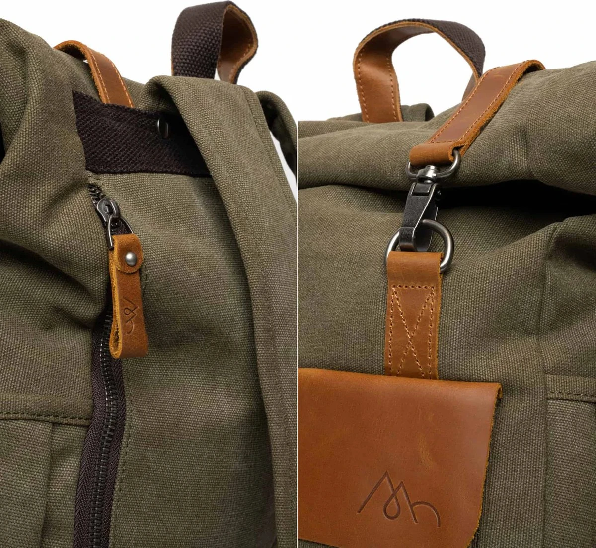 MORGNTAU - Ukiyo - Rugzak - Backpack - Groen - Canvas - Leer - Afbeelding 4