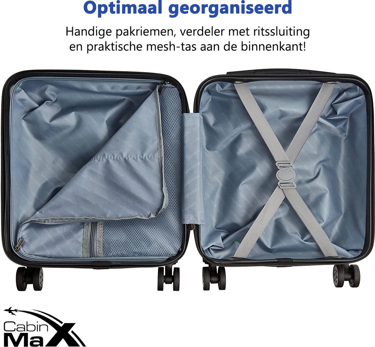CabinMax Handbagage Koffer - Trolley 30L - Harde Reiskoffer - 45x36x20cm - Lichtgewicht - Groot Capaciteit - Endless Sea - Afbeelding 7