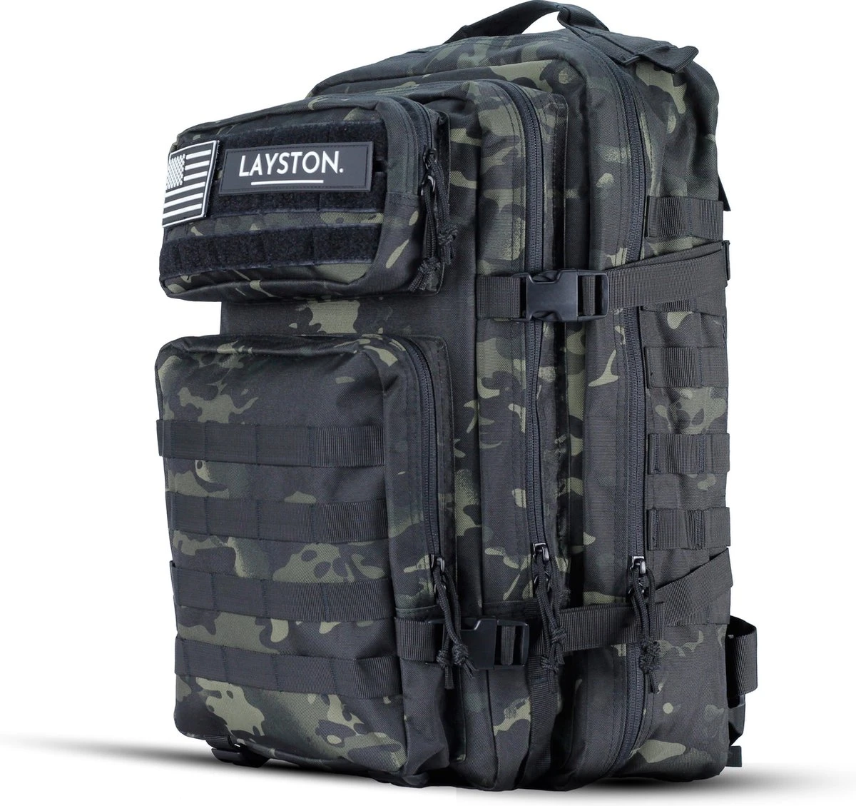 LAYSTON. - 45L Sport School Werk Rugtas - Sport Rugzak - Tactical Backpack - Waterafstotend - Camo Groen