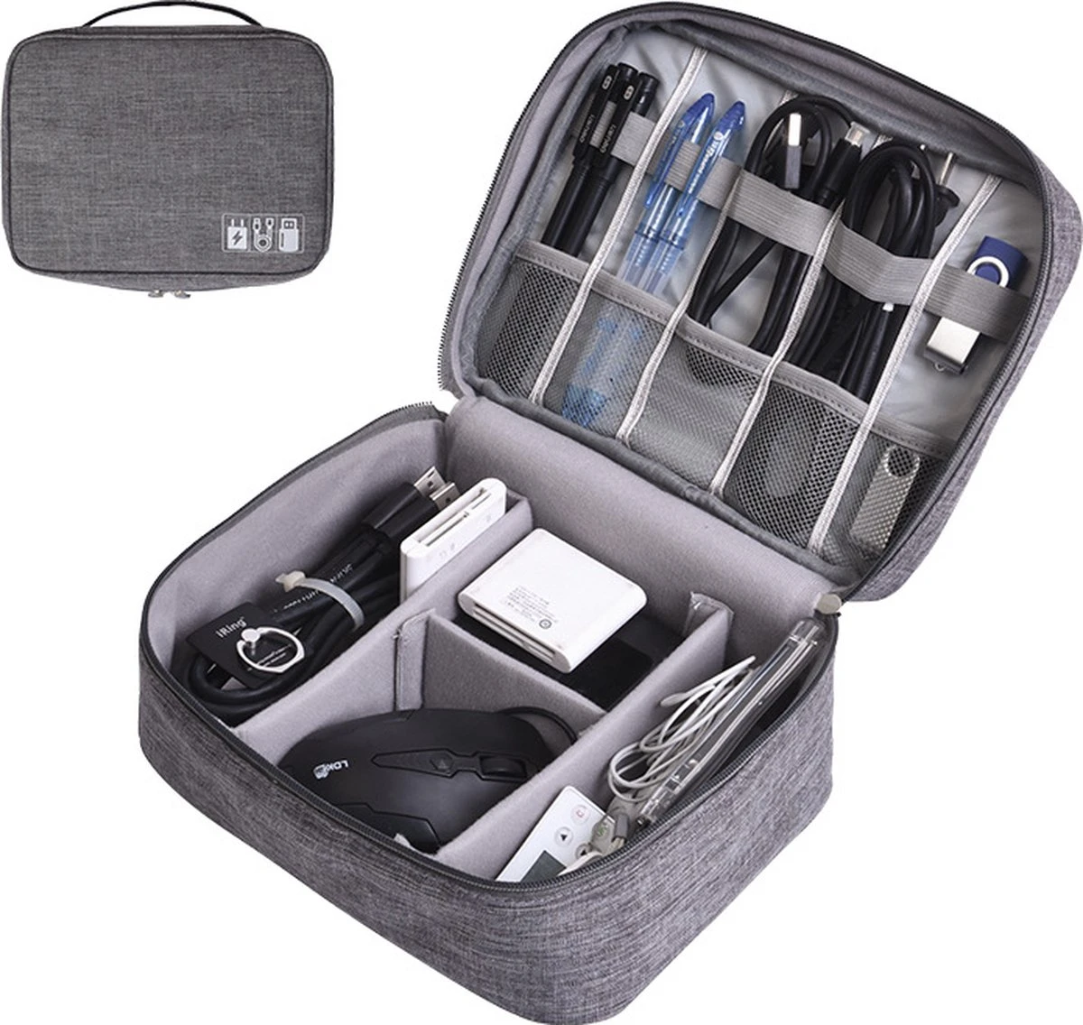 Travelorganizer Electronica Grijs - Reis Organiser Oplader - Opberger Vakantie / Travel - Reisorganizer - Afbeelding 4