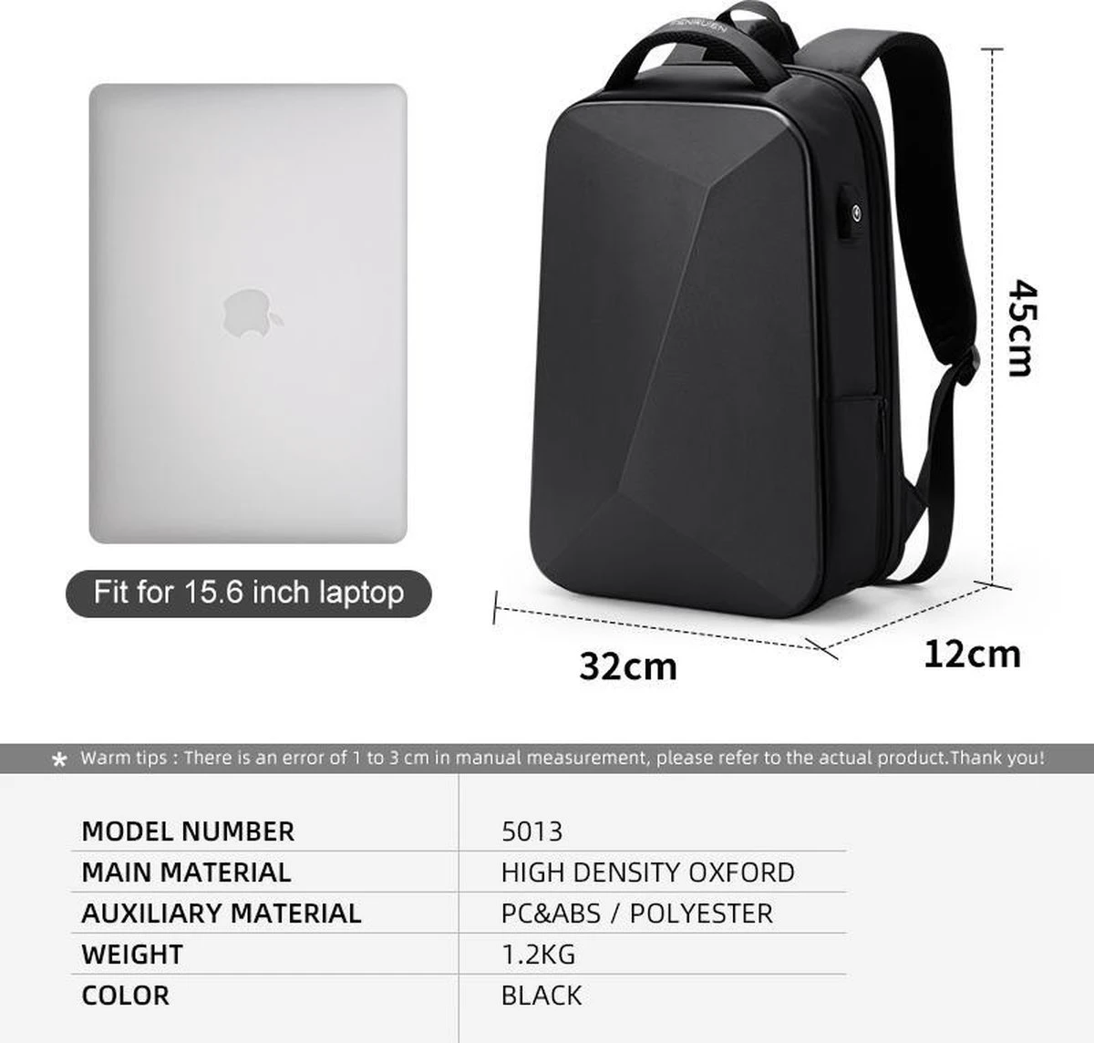 Bange Rugtas - 15,6 Inch - Laptop Rugzak - USB-aansluiting - TSA Slot - Waterafstotend - Zwart - Incl. Smart Thermosfles - Afbeelding 11