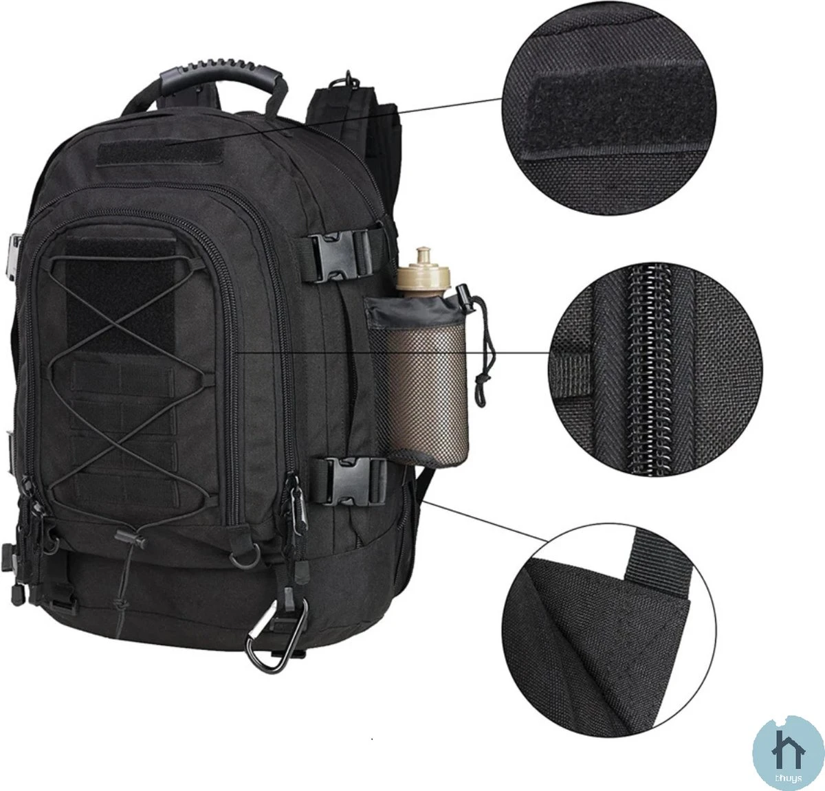 Rugzak 60 Liter - Backpack – Waterdicht - Militaire - Ademend – Licht Groen - Reizen – Geschikt Voor Heren, Dames, Jongens En Meisjes - Afbeelding 3