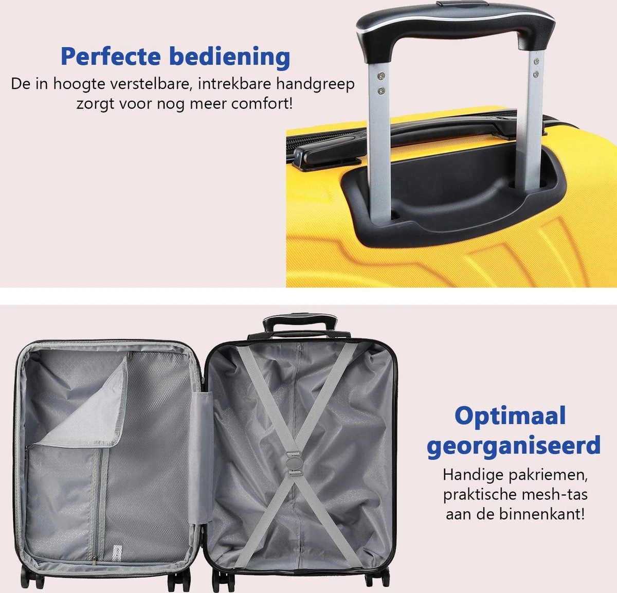 CabinMax Velocity Handbagage Koffer - Uitbreidbaar Trolley 44L - Harde Reiskoffer - 55x40x20/25 Cm - Lichtgewicht - Groot Capaciteit - Geel - Afbeelding 5