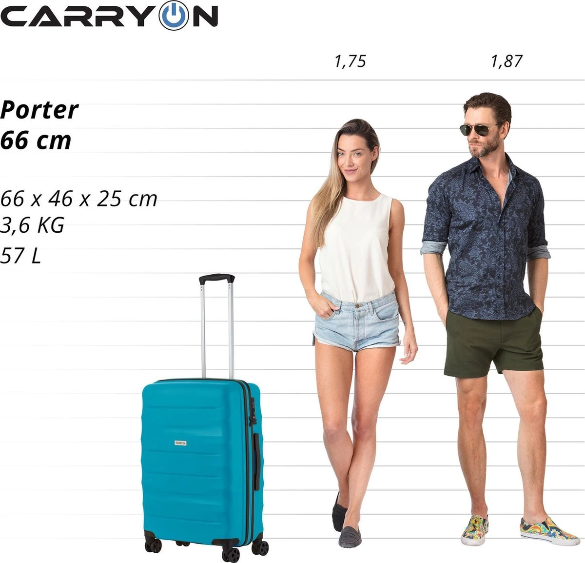 CarryOn Porter ® Reiskoffer - 66cm Trolley Met TSA-slot - OKOBAN Registratie - Groen - Afbeelding 5