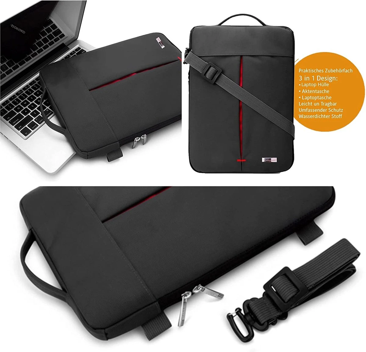 VEGMANN AV6453 Laptoptas 15,6-inch Notebooktas Laptopbeschermhoes Case PC-laptopbeschermtas Rood - Afbeelding 4