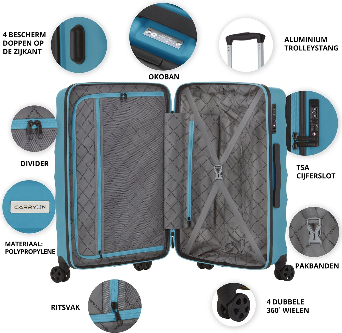 CarryOn Porter ® Reiskoffer - 66cm Trolley Met TSA-slot - OKOBAN Registratie - Groen - Afbeelding 2