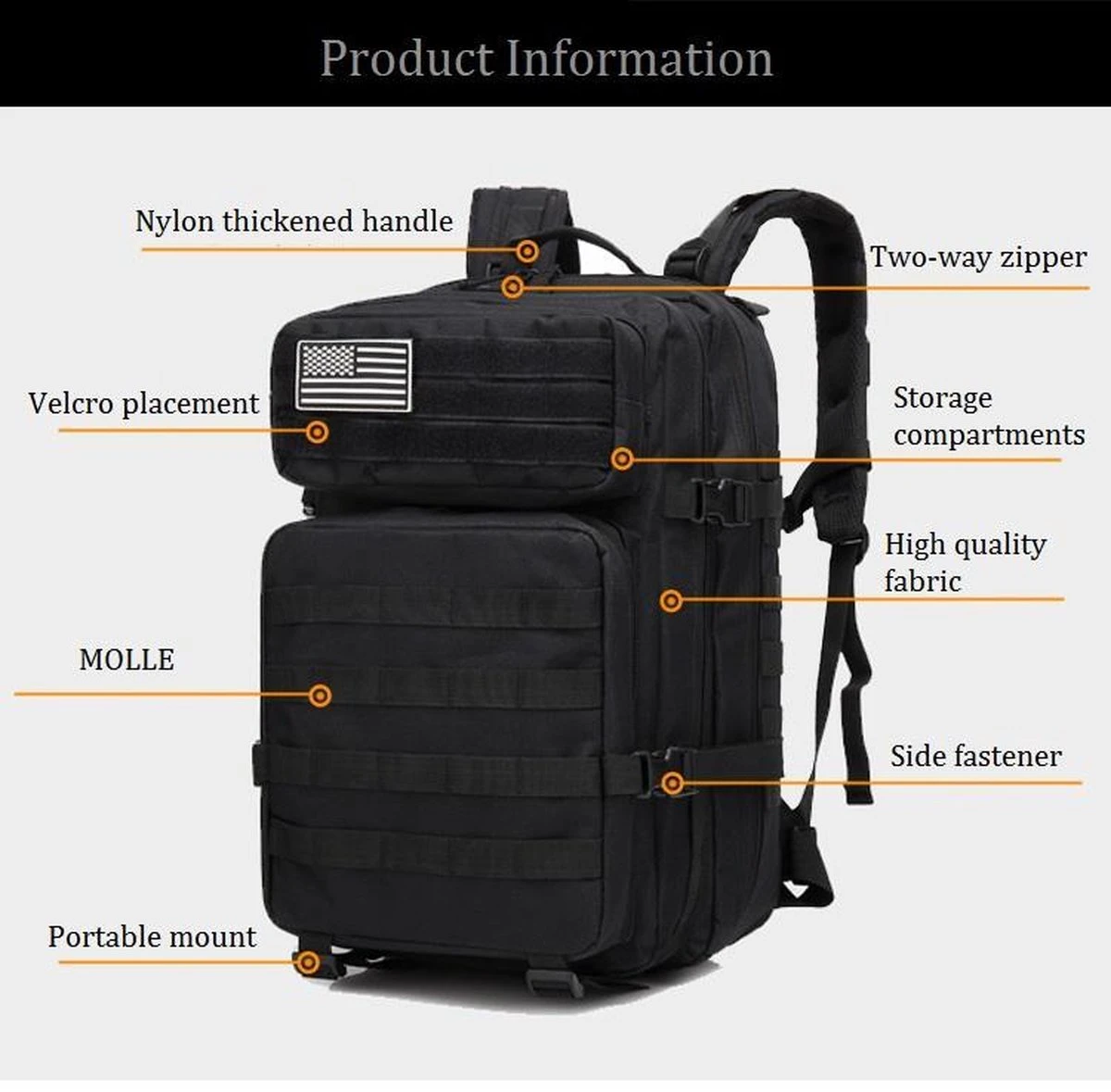 Northwest Tactical Backpack 45l | Tactische Rugzak - Sport - School - Werk ARMY GREEN | Leger Groen - Afbeelding 2