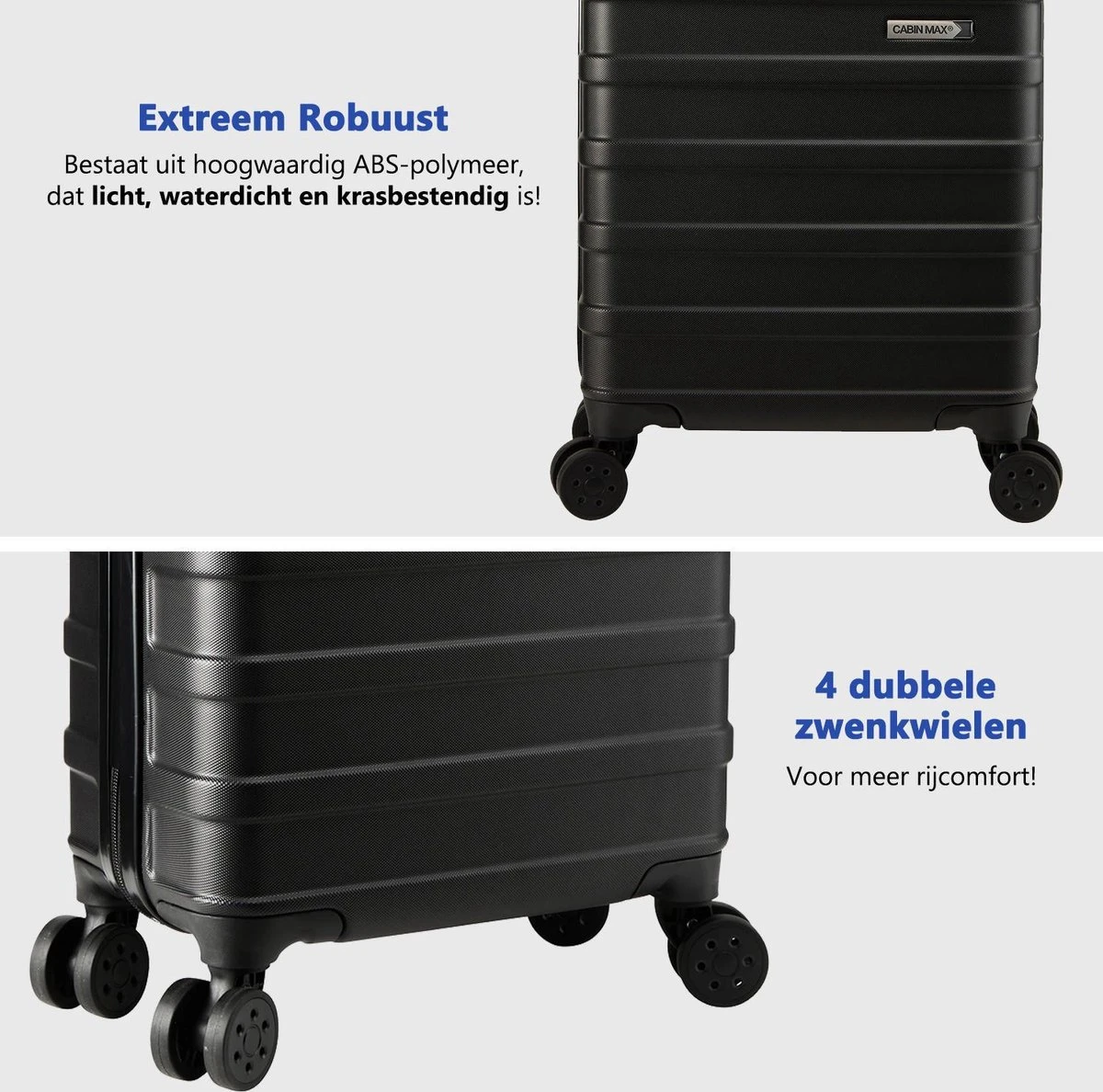 CabinMax Handbagage Koffer - Trolley 30L - Harde Reiskoffer - 45x36x20cm - Lichtgewicht - Groot Capaciteit - Zwart - Afbeelding 6