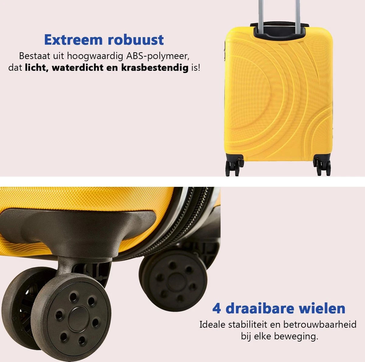 CabinMax Velocity Handbagage Koffer - Uitbreidbaar Trolley 44L - Harde Reiskoffer - 55x40x20/25 Cm - Lichtgewicht - Groot Capaciteit - Geel - Afbeelding 4