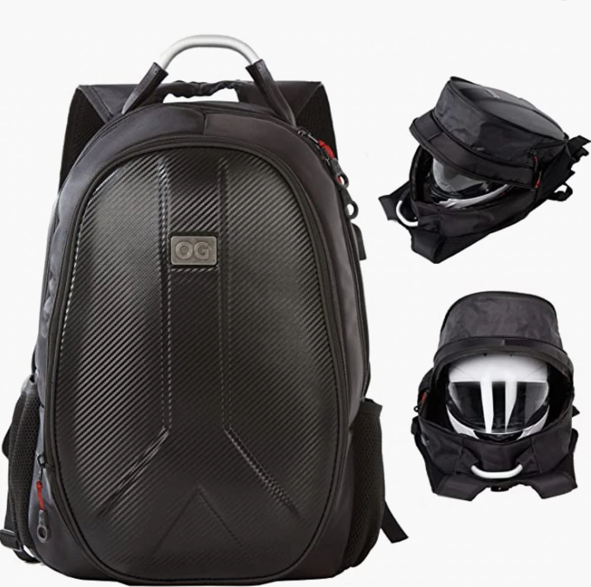 OG Original GetAway Motor-rugzak, Motorfiets-rugzak, Motorhelm Rugtas, Waterdicht, Grote Capaciteit, Vergrootbaar 35/45L, Hardshell, USB, Laptop, Helm Tas, Antidiefstal-zak, Reflecterend