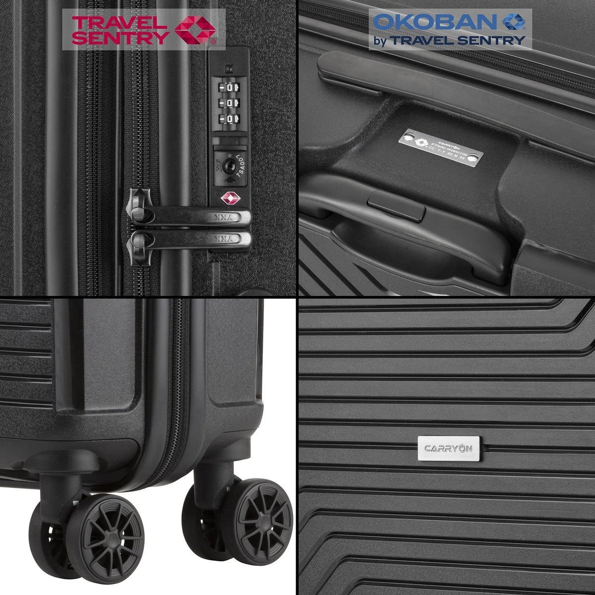 CarryOn Transport TSA Reiskoffer - Trolley 67cm Met Expander - OKOBAN - YKK Ritsen - Dubbele Wielen - Zwart - Afbeelding 6