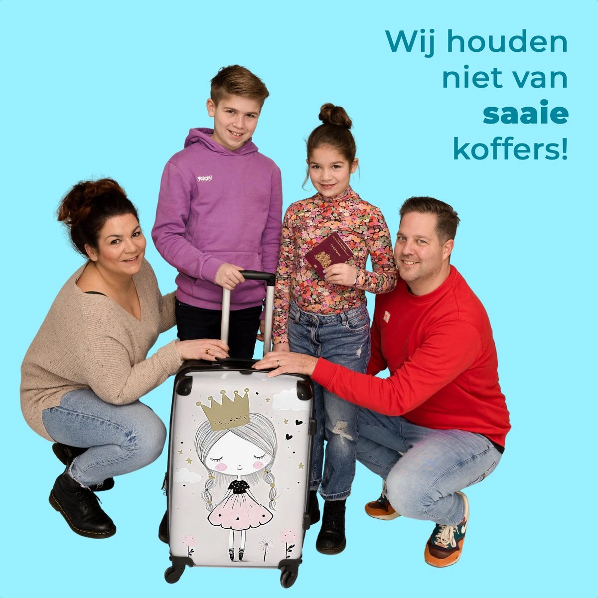 NoBoringSuitcases.com® Koffer Groot - Prinses - Bloemen - Kroon - Meisje - Sterren - Trolley Koffer Met TSA-slot - Met Wielen - 90 Liter - Reiskoffer - 66 Cm - Afbeelding 5
