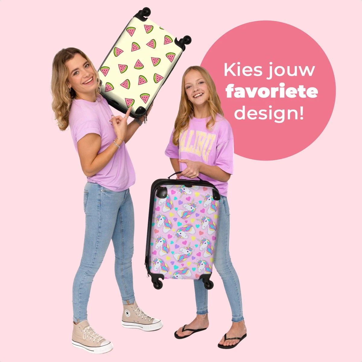 NoBoringSuitcases.com® Koffer - Eenhoorn - Meisje - Patroon - Hartje - Past Binnen 55x40x20 Cm En 55x35x25 Cm - Handbagage - Trolley - Fotokoffer - Cabin Size - Print - Afbeelding 8